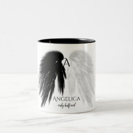 Caneca De Café Em Dois Tons ANGEL WINGS 'Only Half Mau' Monograma Funny