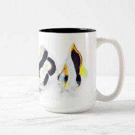 Caneca De Café Em Dois Tons Angelfish havaiano do bandido & Butterflyfish do