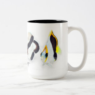 Caneca De Café Em Dois Tons Angelfish havaiano do bandido & Butterflyfish do