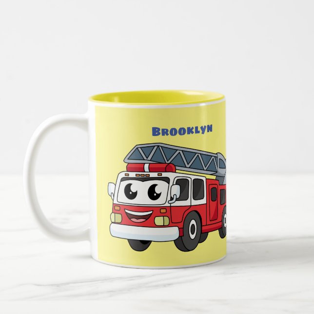 Caneca De Café Em Dois Tons Animação de bombeiros felizes (Esquerda)