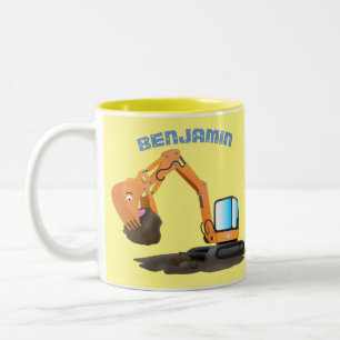 Caneca De Café Em Dois Tons Animação do escavador laranja-claro
