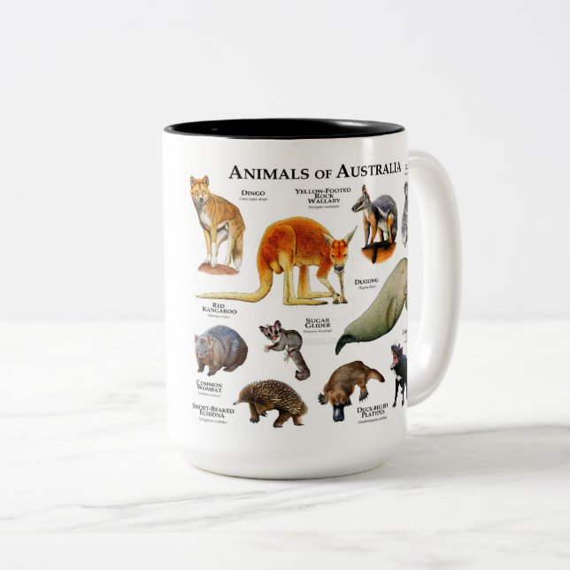 Caneca De Café Em Dois Tons Animais da Austrália  (Frente Esquerda)