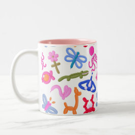 Caneca De Café Em Dois Tons Animais de Balão Fofos Padrão Colorido Infantil