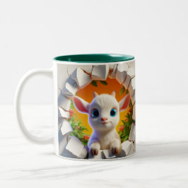 Caneca De Café Em Dois Tons Animais de café de cacau quente de cabra branca 3D