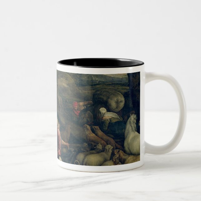 Caneca De Café Em Dois Tons Animais que entram na arca (óleo em canvas) (Direita)