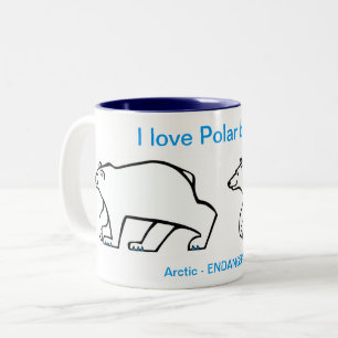 Caneca De Café Em Dois Tons Animais selvagens - Eu adoro URSOS Polares - Ártic