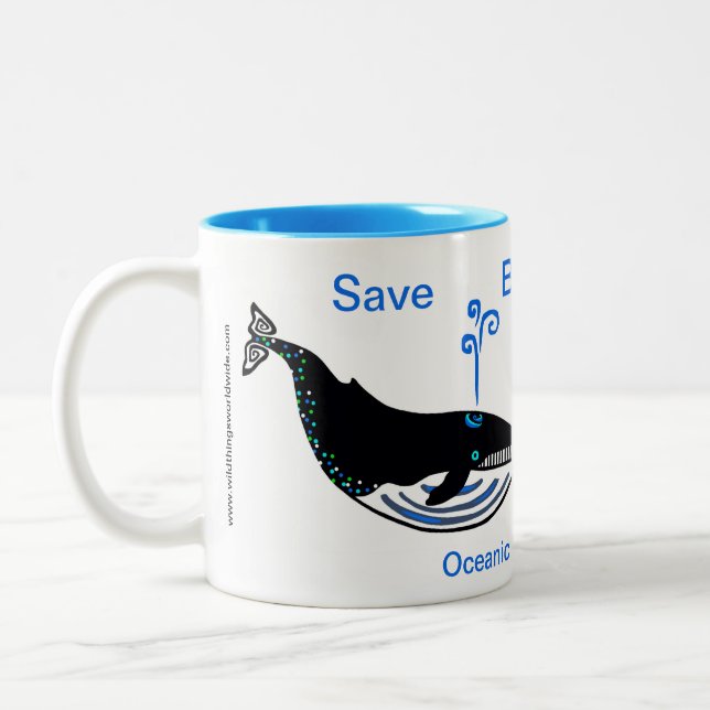 Caneca De Café Em Dois Tons Animais selvagens - Save Blue WHALES - Wildlife - (Esquerda)