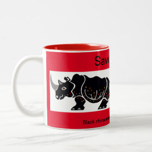 Caneca De Café Em Dois Tons Animal africano - Save RHINOS - Wildlife -