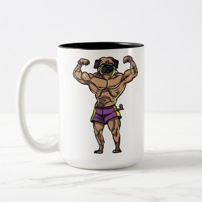 Caneca De Café Em Dois Tons Animal de estimação do Bodybuilder do exercício do (Esquerda)