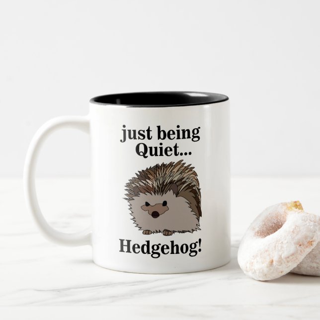 Caneca De Café Em Dois Tons Animal do Bosque ouriço  (Com Donut)