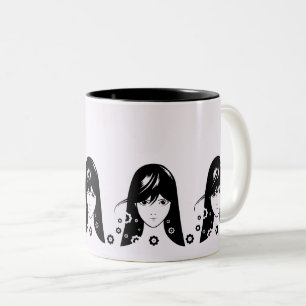 Caneca De Café Em Dois Tons Anime e Manga Amam Linda Rapariga