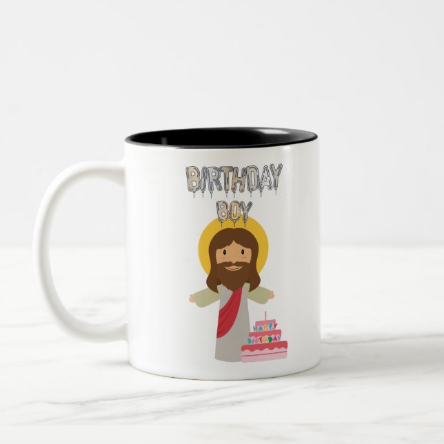 Caneca De Café Em Dois Tons aniversariante jesus christmas (Esquerda)