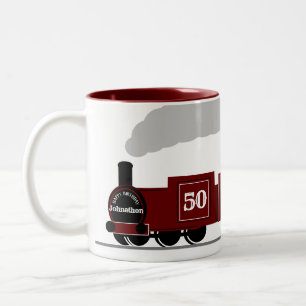 Caneca De Café Em Dois Tons Aniversário 50º ou qualquer outro presente de trem