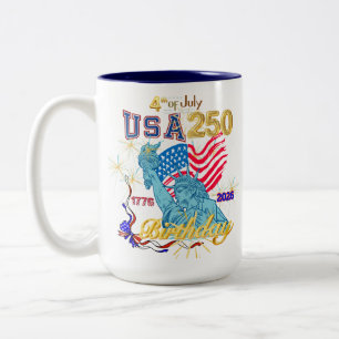 Caneca De Café Em Dois Tons Aniversário de 250 anos dos EUA 4 de Julho 1776-20