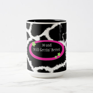 Caneca De Café Em Dois Tons Aniversário de 30 anos com padrão de zebra