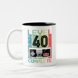 Caneca De Café Em Dois Tons aniversário de 40 anos Gamer Gift Nível 40 Complet
