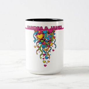 Caneca De Café Em Dois Tons Aniversário de 5 anos Colorido
