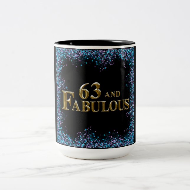 Caneca De Café Em Dois Tons Aniversário de 63 anos (Centro)