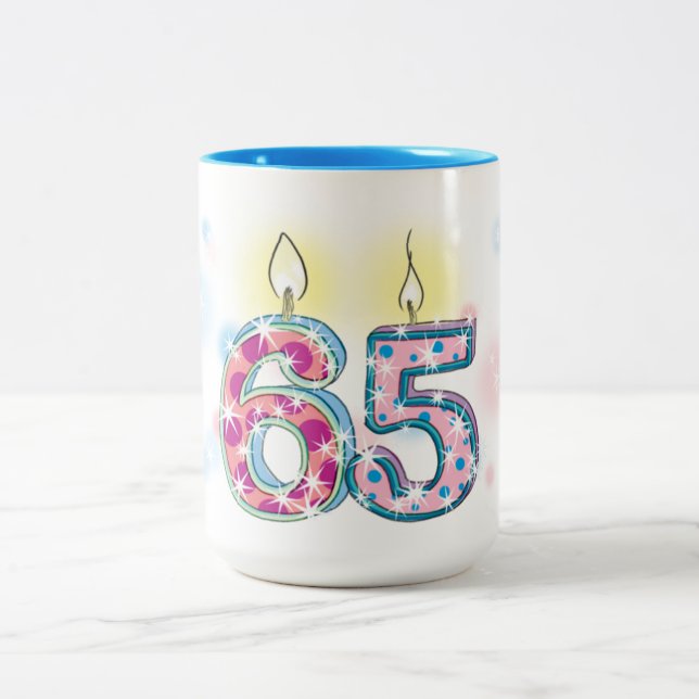 Caneca De Café Em Dois Tons Aniversário de 65 anos (Centro)