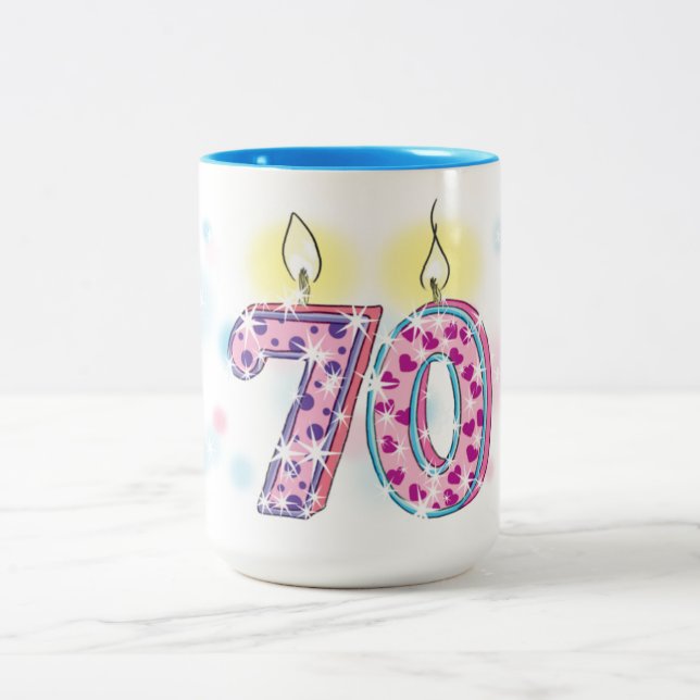 Caneca De Café Em Dois Tons Aniversário de 70 anos (Centro)