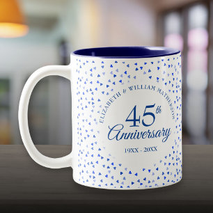 Caneca De Café Em Dois Tons Aniversário de Casamento de 45 a 65 Anos Corações 