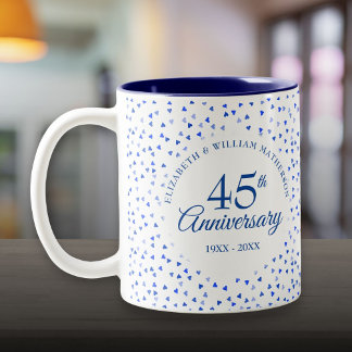 Caneca De Café Em Dois Tons Aniversário de Casamento de 45 a 65 Anos Corações