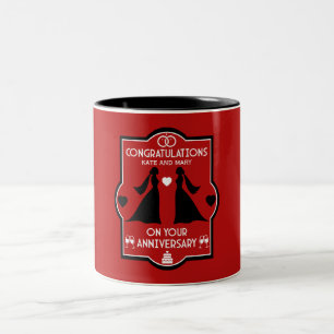 Caneca De Café Em Dois Tons Aniversário de Casamento de gay Girls