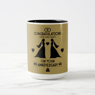 Caneca De Café Em Dois Tons Aniversário de Casamento de gay Girls