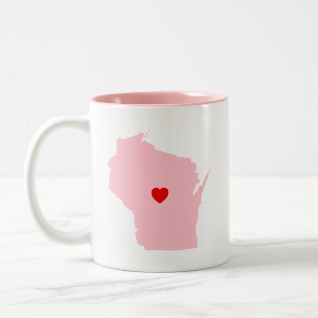Caneca De Café Em Dois Tons Aniversário de Casamento de Wisconsin Rosa (Esquerda)