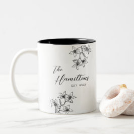 Caneca De Café Em Dois Tons Aniversário de Casamento Personalizado Boho Botâni