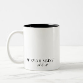 Caneca De Café Em Dois Tons Aniversário de Data Numérica Romana Personalizada