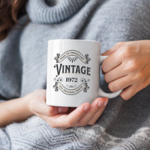 Caneca De Café Em Dois Tons Aniversário de Vintage em Qualquer Ano