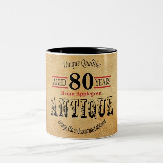Caneca De Café Em Dois Tons Aniversário do 80 de Temporizador Antigo (Centro)