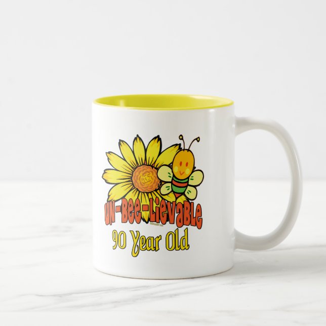 Caneca De Café Em Dois Tons aniversário do 90 - inacreditável em 90 anos velho (Direita)