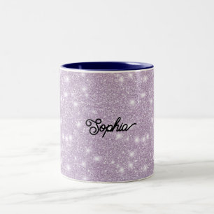 Caneca De Café Em Dois Tons Aniversário Faísca Lantejoulas Lavanda Feminino