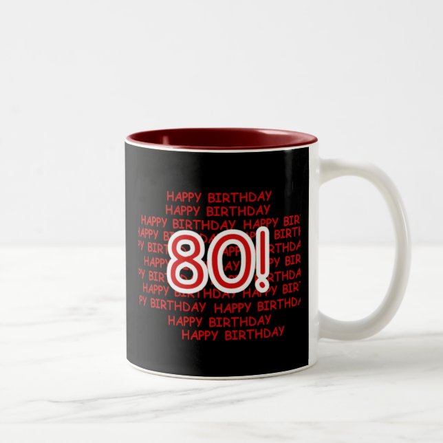 Caneca De Café Em Dois Tons Aniversário feliz do 80 (Direita)