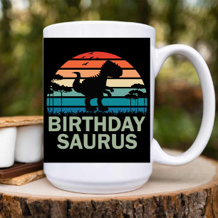 Caneca De Café Em Dois Tons Aniversário Surus Retro vintage Crianças do Dinoss