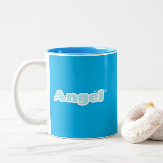 Caneca De Café Em Dois Tons anjo (Com Donut)