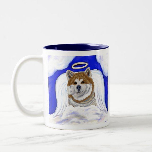 Caneca De Café Em Dois Tons Anjo Akita (Esquerda)