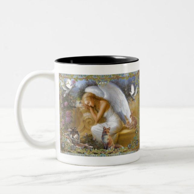Caneca De Café Em Dois Tons Anjo com animais (Esquerda)