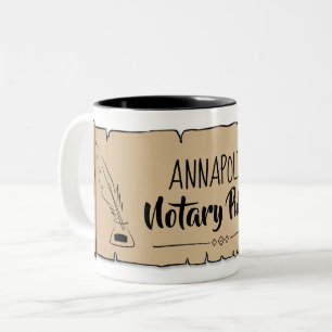 Caneca De Café Em Dois Tons Annapolis Notary Scroll Feather Quill