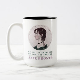Caneca De Café Em Dois Tons Anne Bronte, Retrato e Citação Minha Alma está des