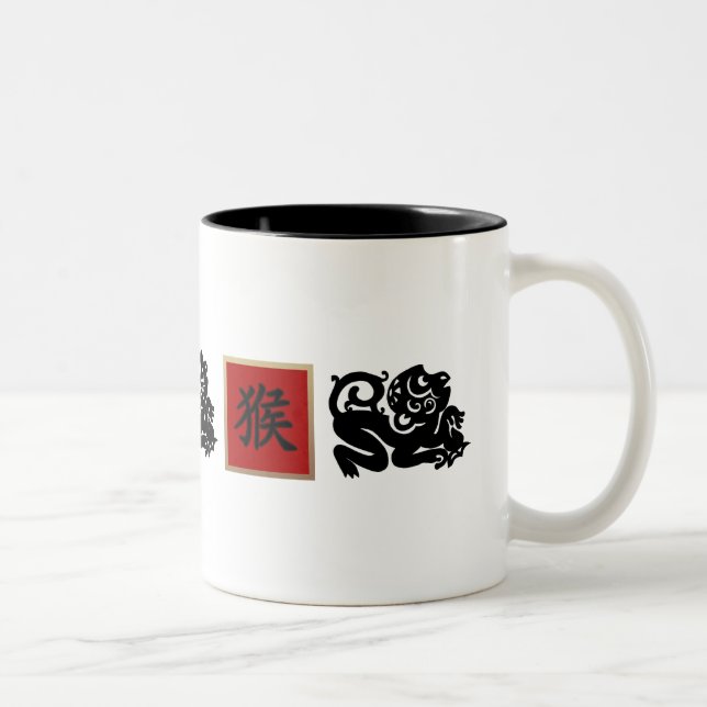 Caneca De Café Em Dois Tons Ano Chinês do Presente Macaco (Direita)