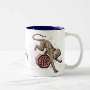 Caneca De Café Em Dois Tons Ano da arte chinesa do zodíaco do macaco