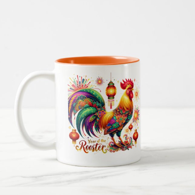 Caneca De Café Em Dois Tons Ano da caneca-galinha (Esquerda)