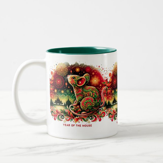Caneca De Café Em Dois Tons Ano da Mug de Coelho (Esquerda)