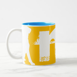 Caneca De Café Em Dois Tons Ano de Aniversário do Cão Branco Chinês Monograma