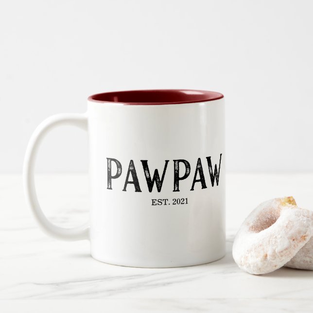 Caneca De Café Em Dois Tons Ano de Fundação PawPaw (Com Donut)