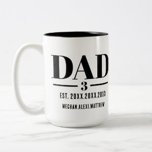 Caneca De Café Em Dois Tons Ano de Pai Est. Nome Número Fonte Negrito