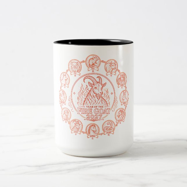 Caneca De Café Em Dois Tons Ano do Bode de Fogo 2027 (Centro)